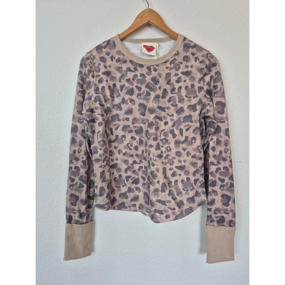 Lovlov Los Angeles Animal Print Thermal Waffle Knit Sweater Size Medium NWT